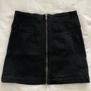 Free People Zip Black Denim Skirt